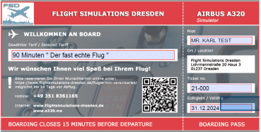 90 Minuten " Der fast echte Flug "